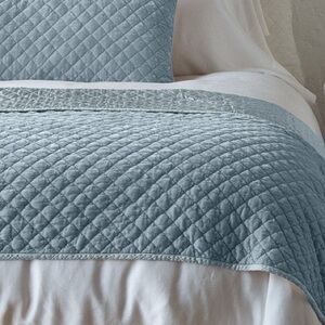 NWT Bella Notte Silk Velvet Quilted Throw Blanket in Cloud